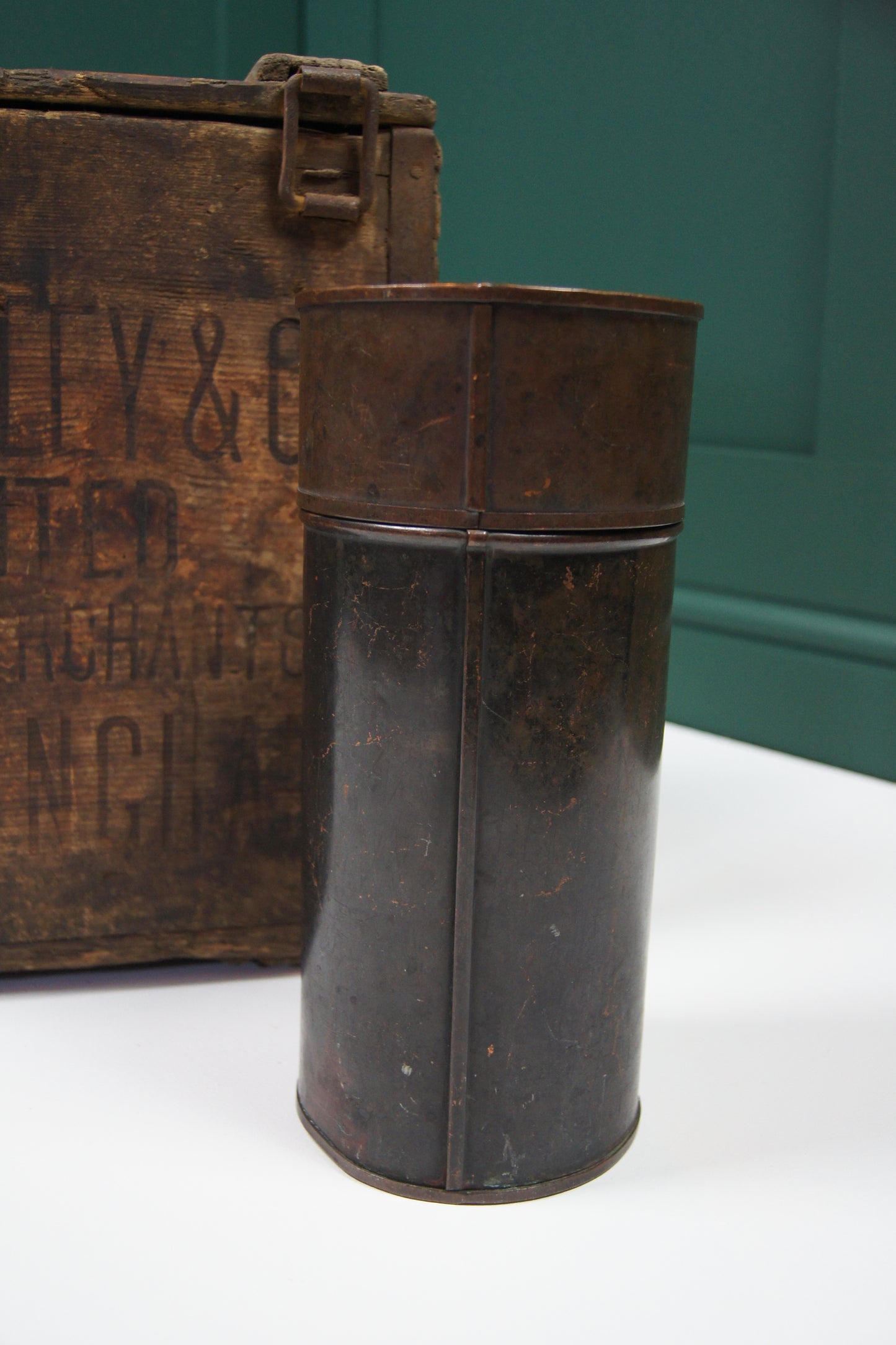 Antique WW1 Military Document Canister and Cover