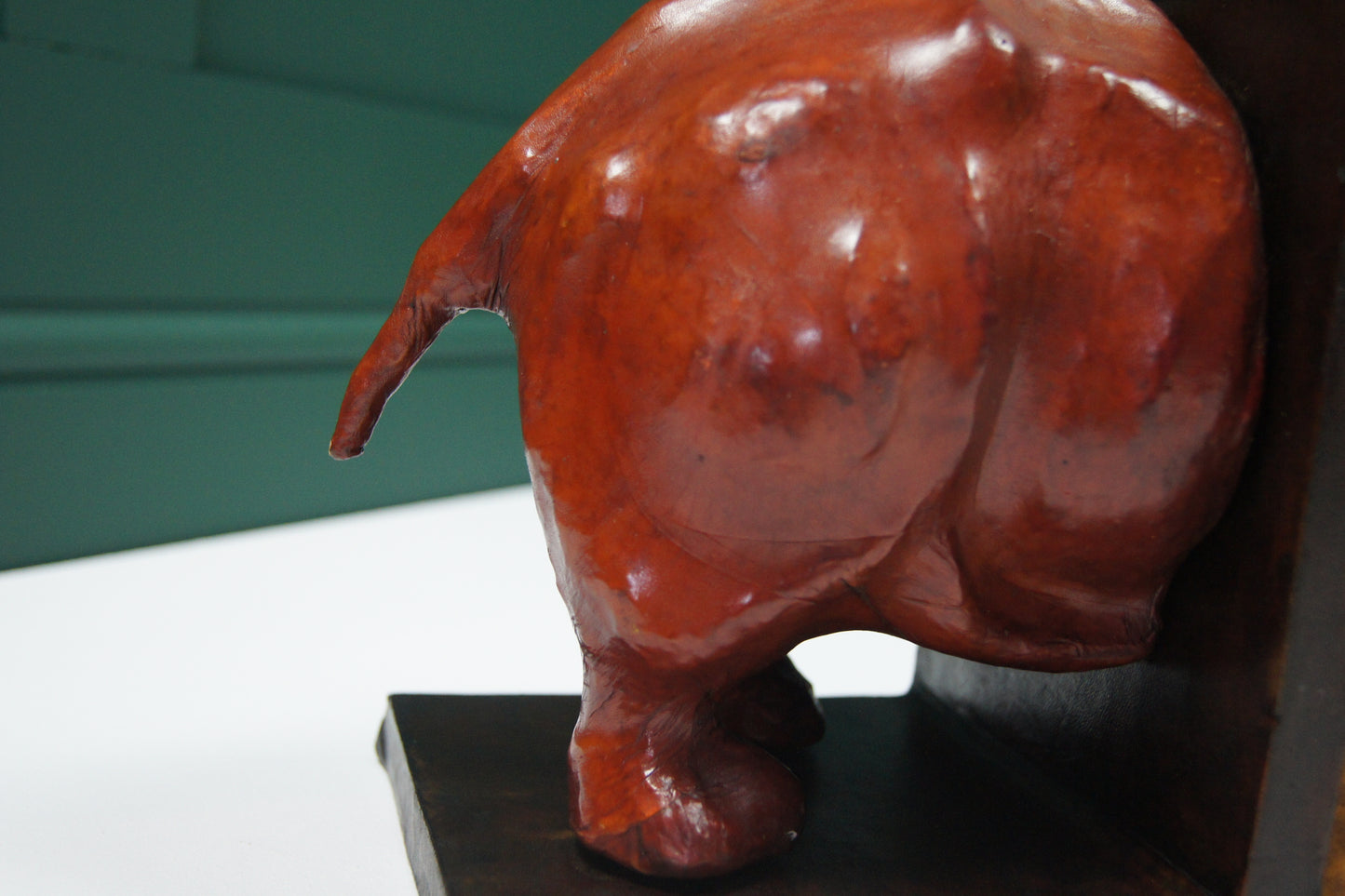 Large Rhinoceros Liberty Style Leather Bookends