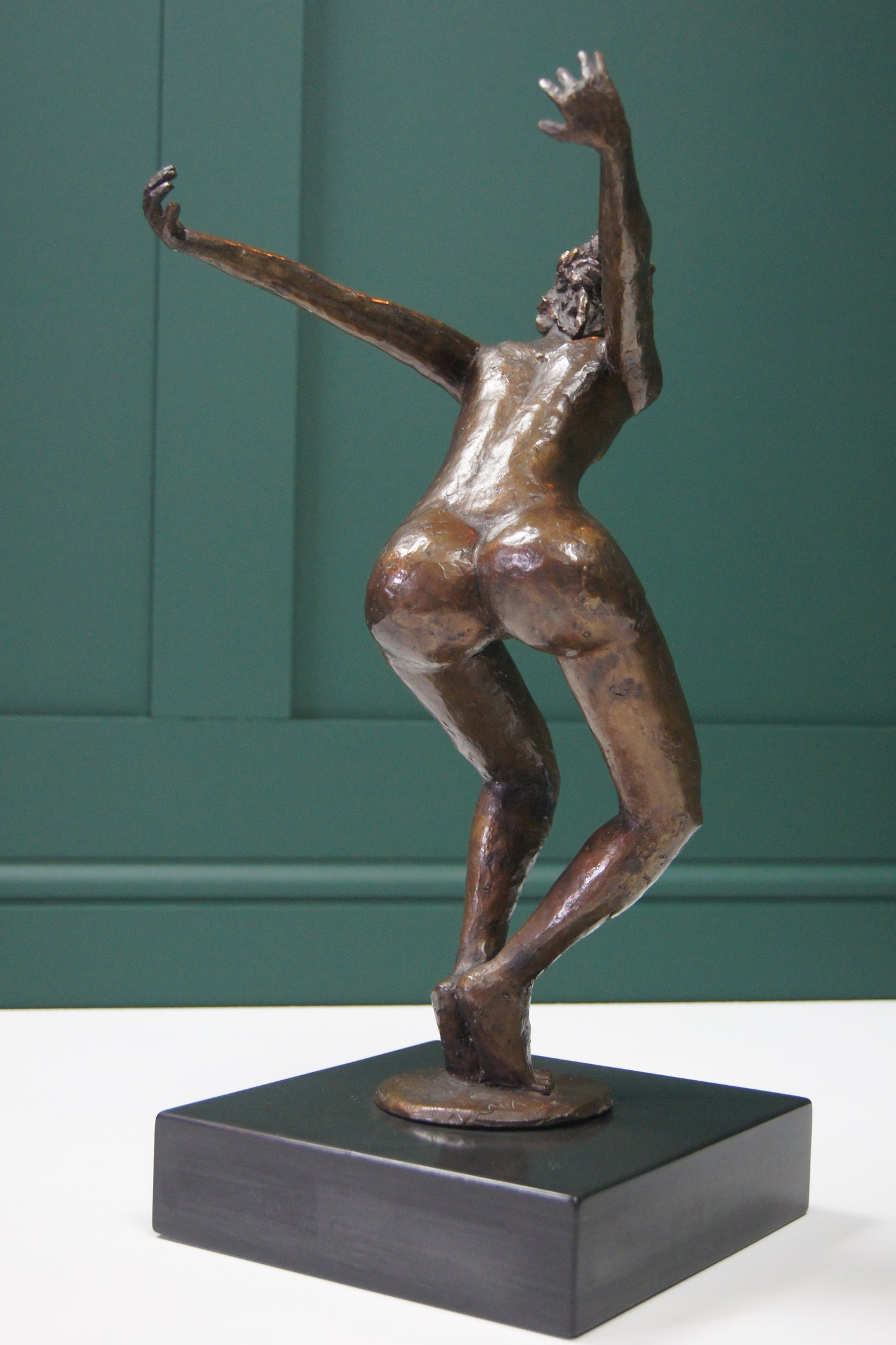 Bronze Ballerina Figure on Black Marble Socle