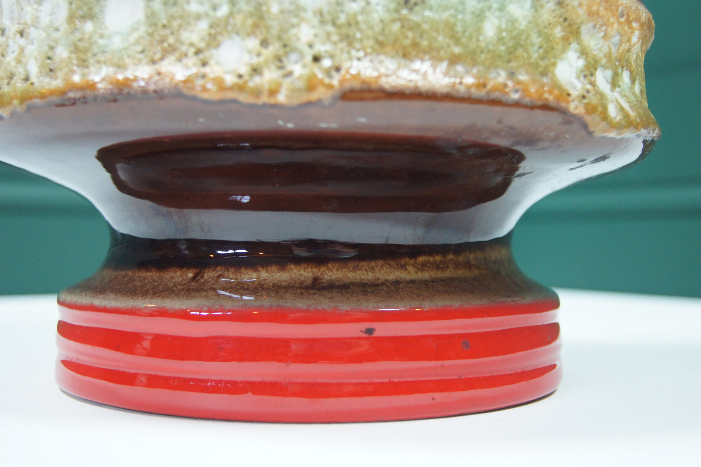 Large Red & Brown 'Fat Lava' West German Vase