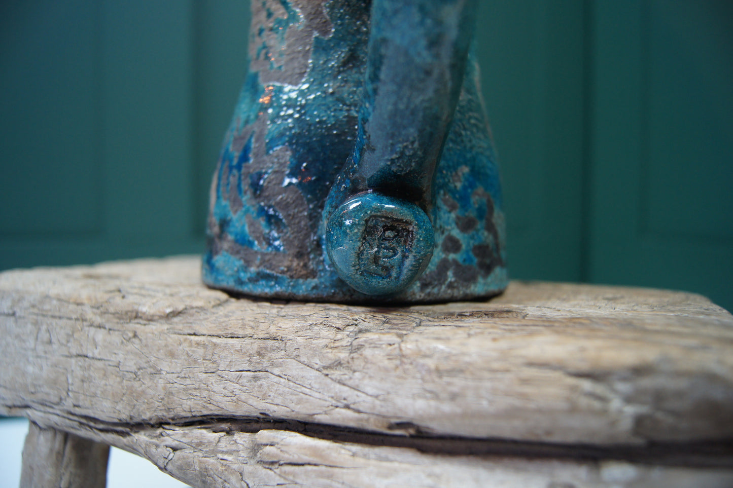 Raku Blue Pottery Jug