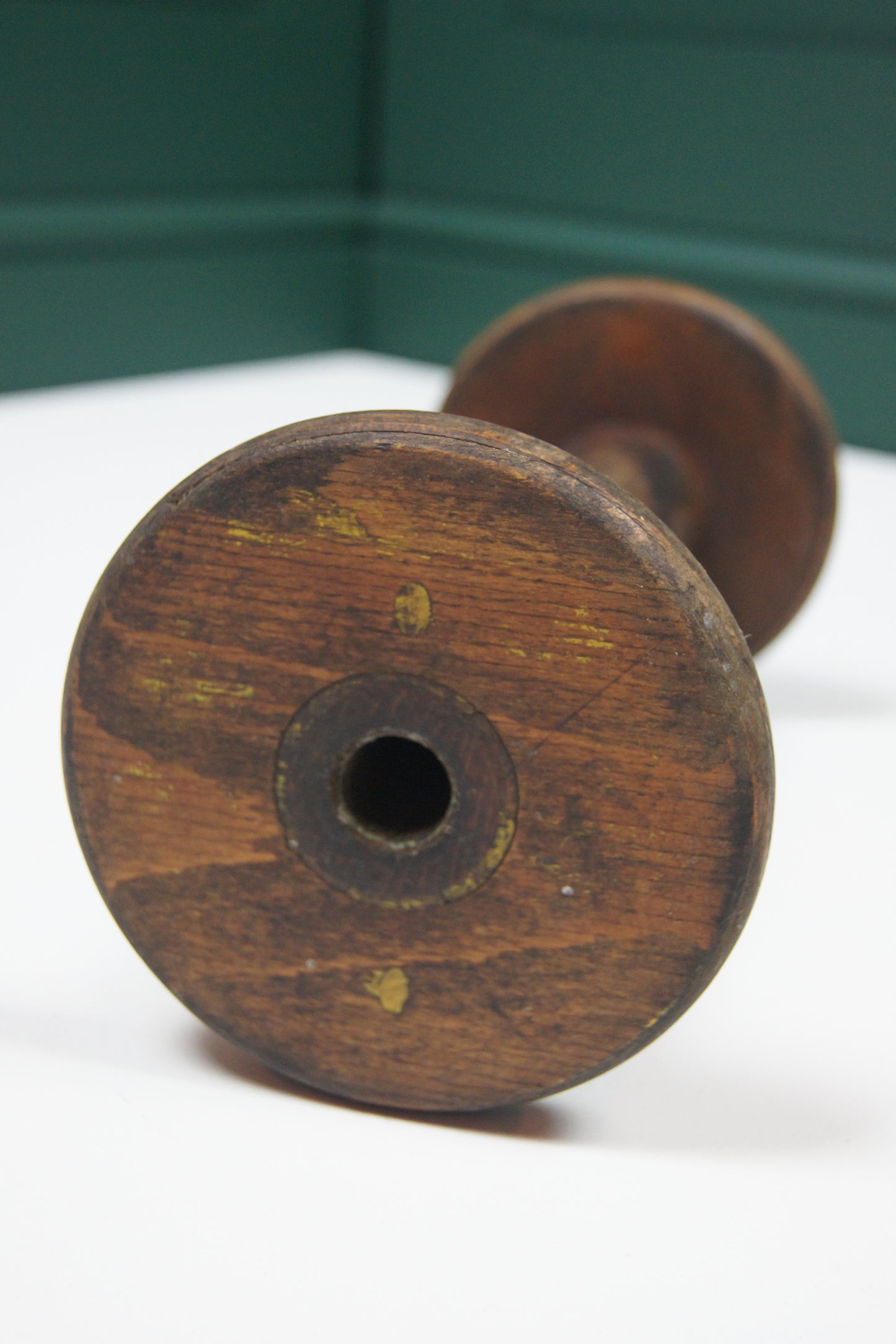 Extra Large Vintage Blue Wooden Bobbin