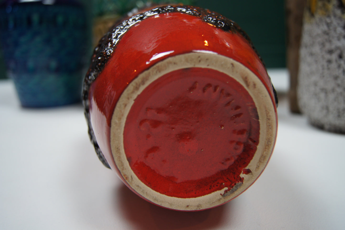 Small Red & Black 'Fat Lava' West German Vase
