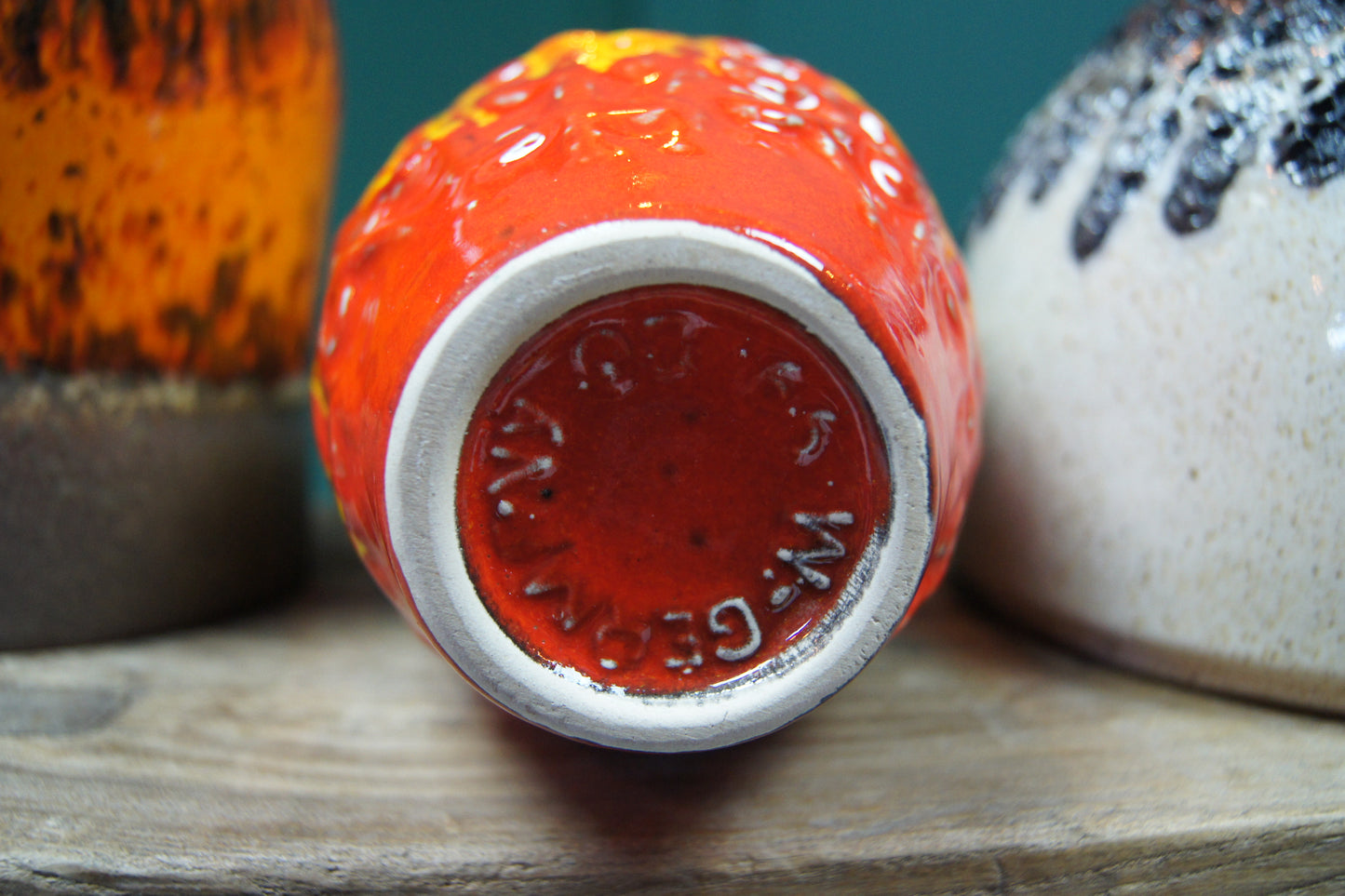 Small Orange & Yellow West German Vase