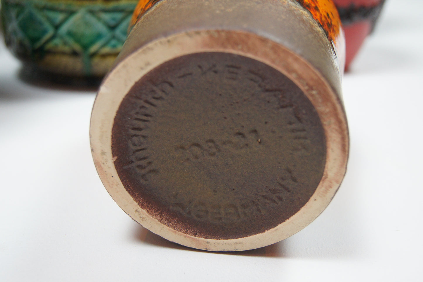 Small Brown & Orange West German Vase '208-21'