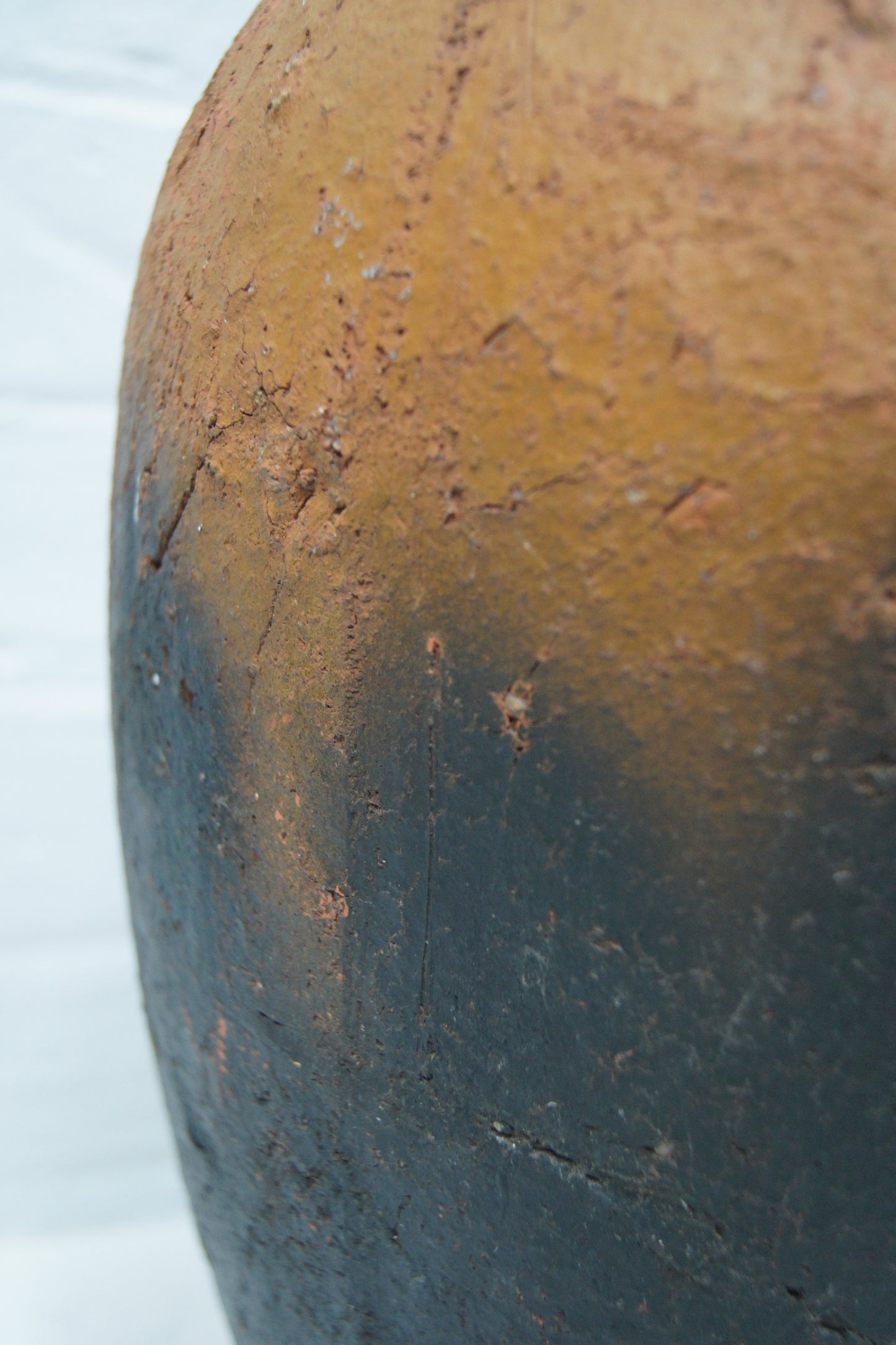 Large Raku Black & Orange Pottery Vase