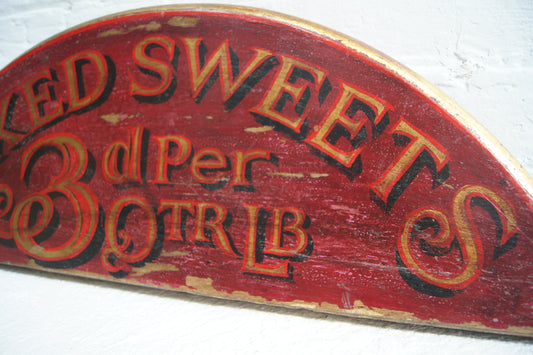 Vintage Mixed Sweets Wooden Half Circle Sign