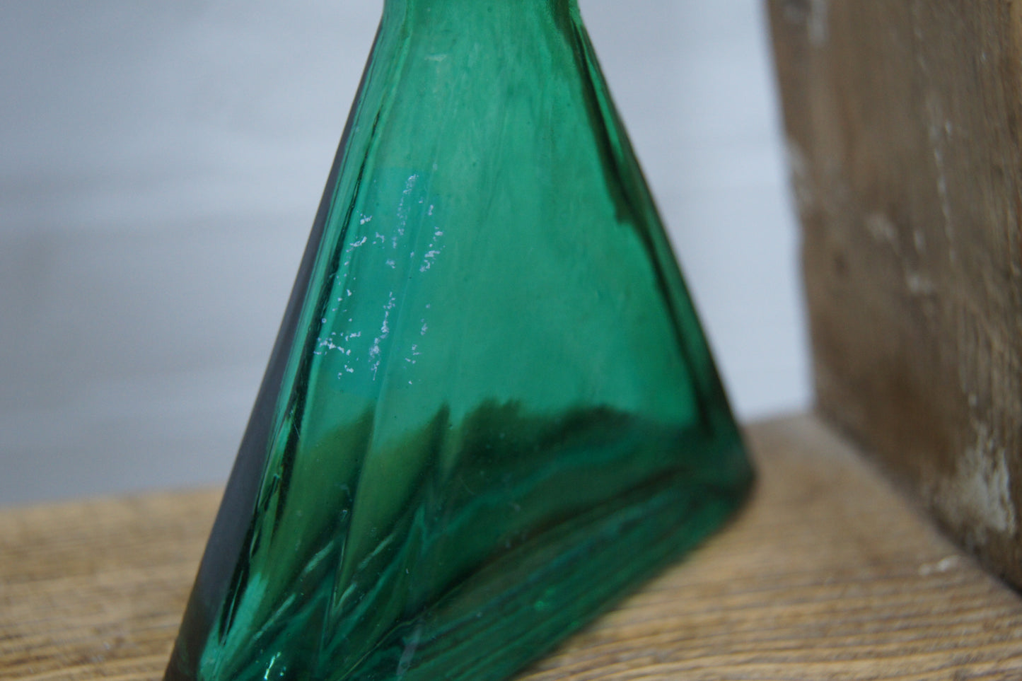 Set of 3 Vintage Green Glass Bottles