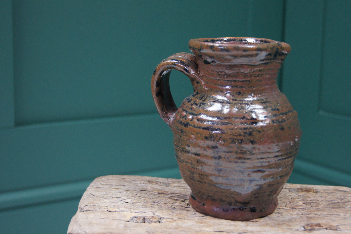 Handmade Jug with Brown and Black Glaze