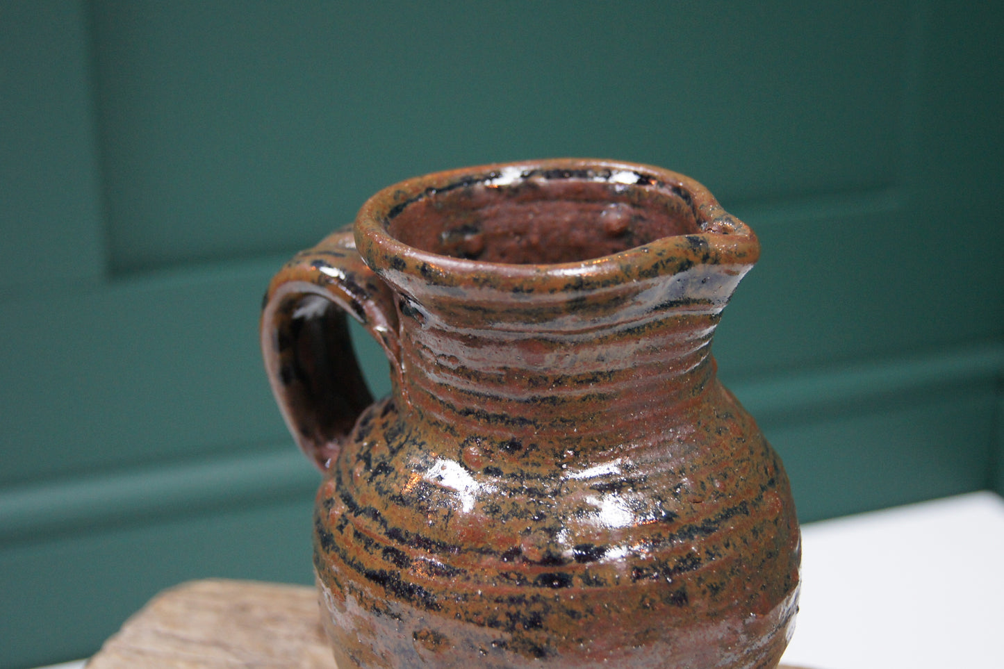 Handmade Jug with Brown and Black Glaze