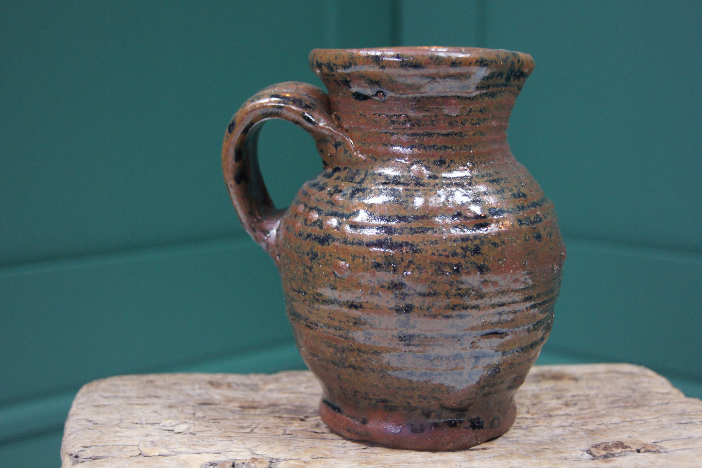 Handmade Jug with Brown and Black Glaze