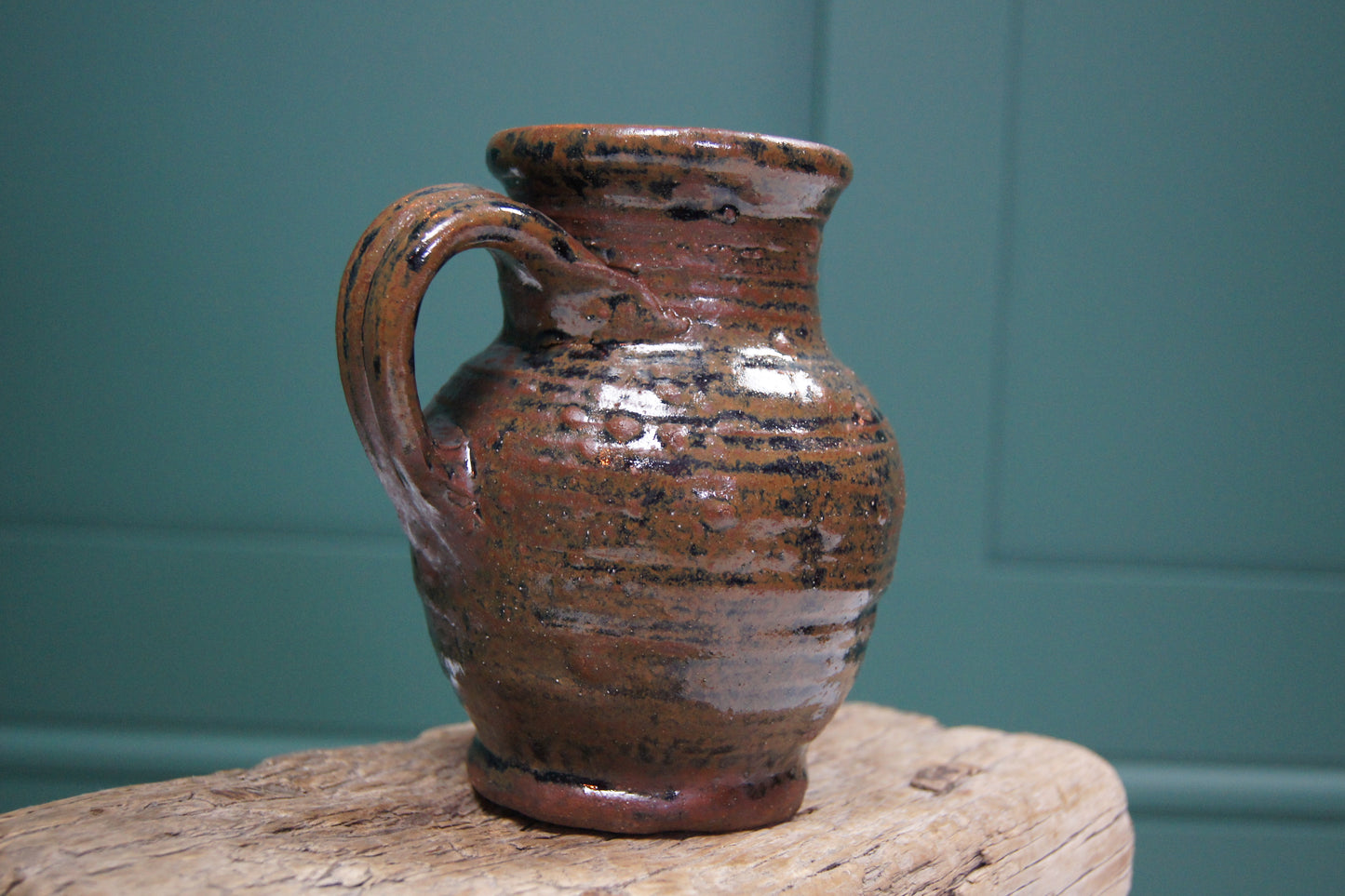 Handmade Jug with Brown and Black Glaze