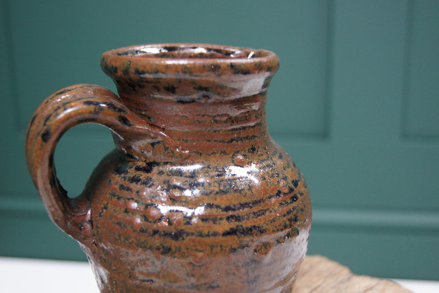 Handmade Jug with Brown and Black Glaze
