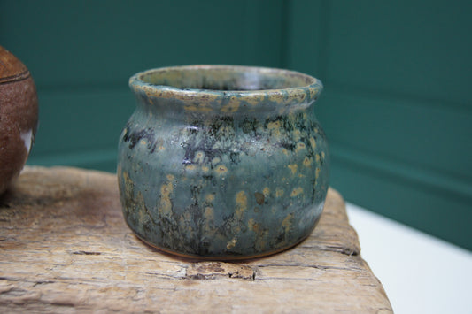 Studio Pottery Peacock Coloured Glazed Pot