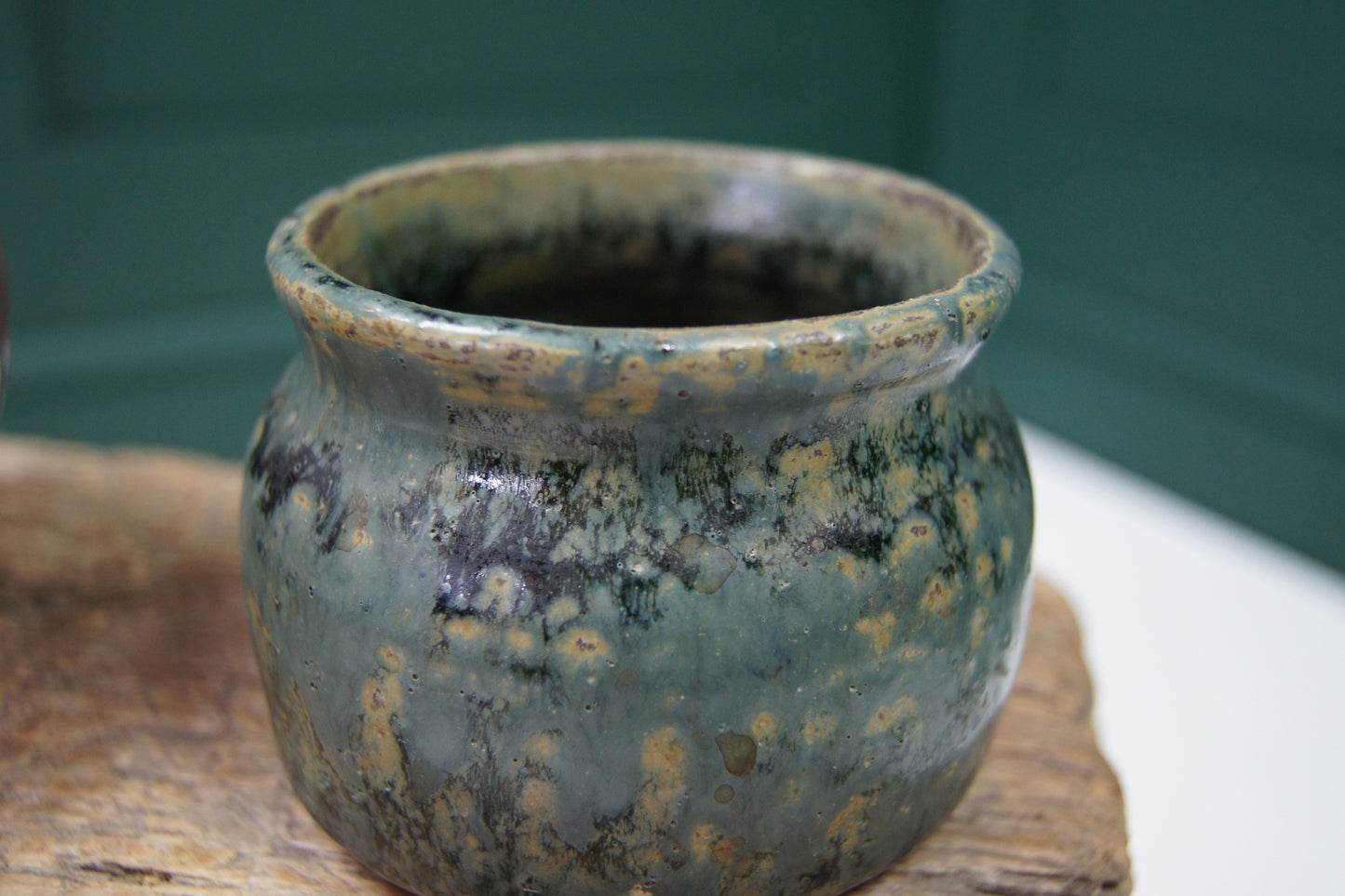 Studio Pottery Peacock Coloured Glazed Pot