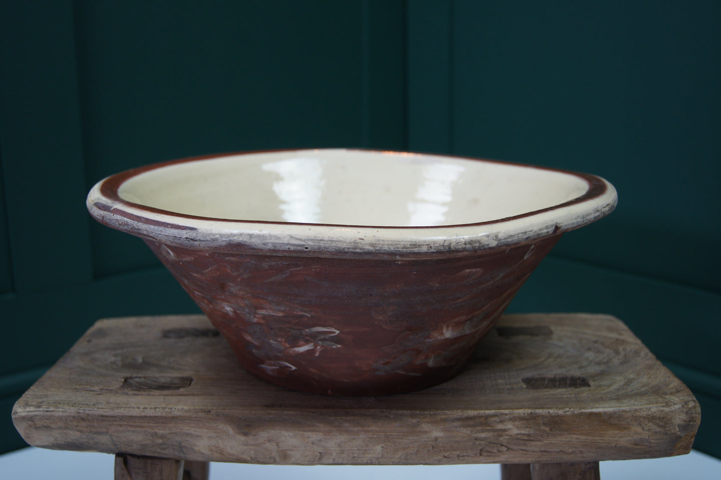 Antique Redware Dairy Bowl