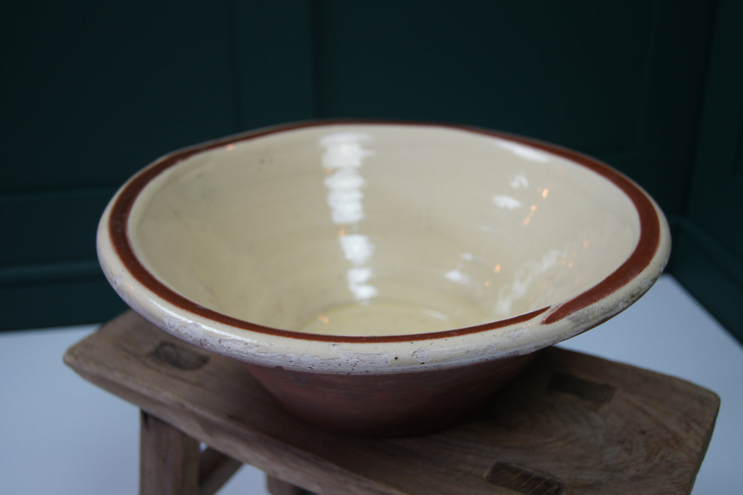 Antique Redware Dairy Bowl