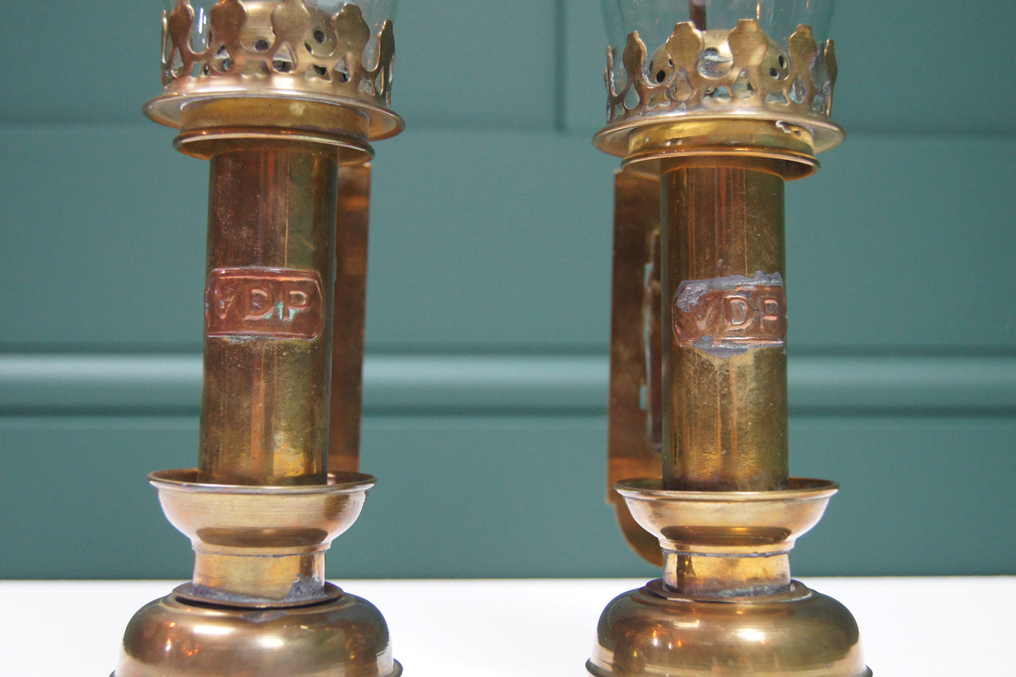 Pair of VDP Railway Brass Carriage Lamps