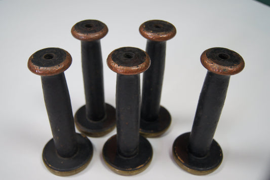 Vintage Wooden Bobbin Reels (Copper/Brass Detail) - Medium