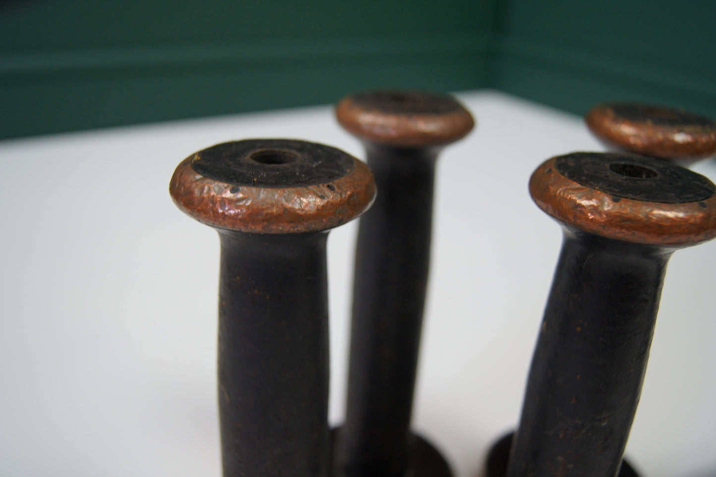 Vintage Wooden Bobbin Reels (Copper/Brass Detail) - Medium