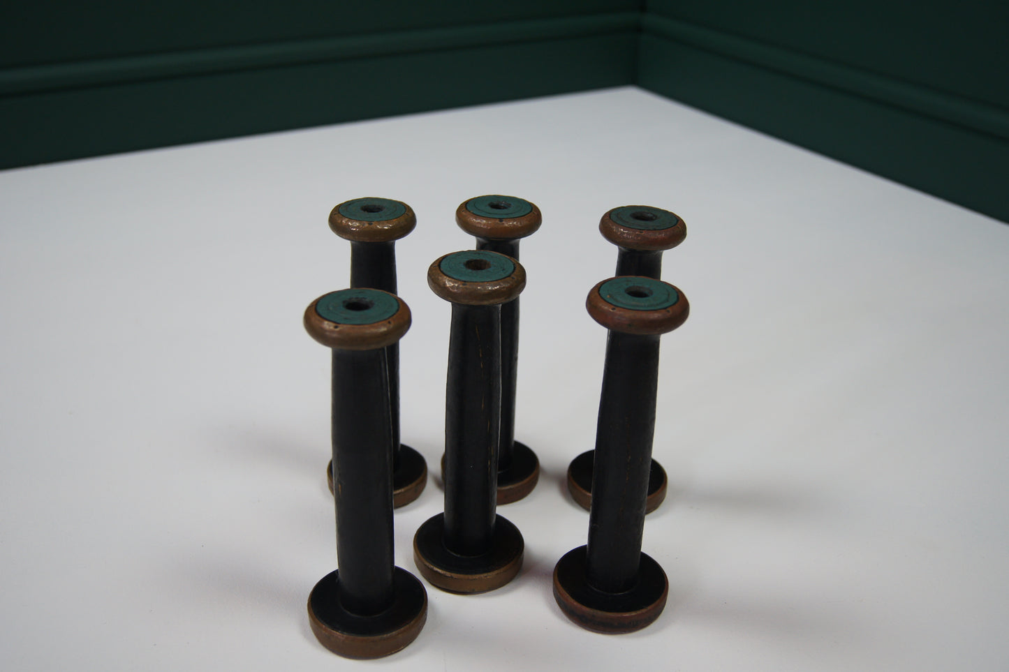 Vintage Wooden Bobbin Reels (Copper/Brass Detail) - Small