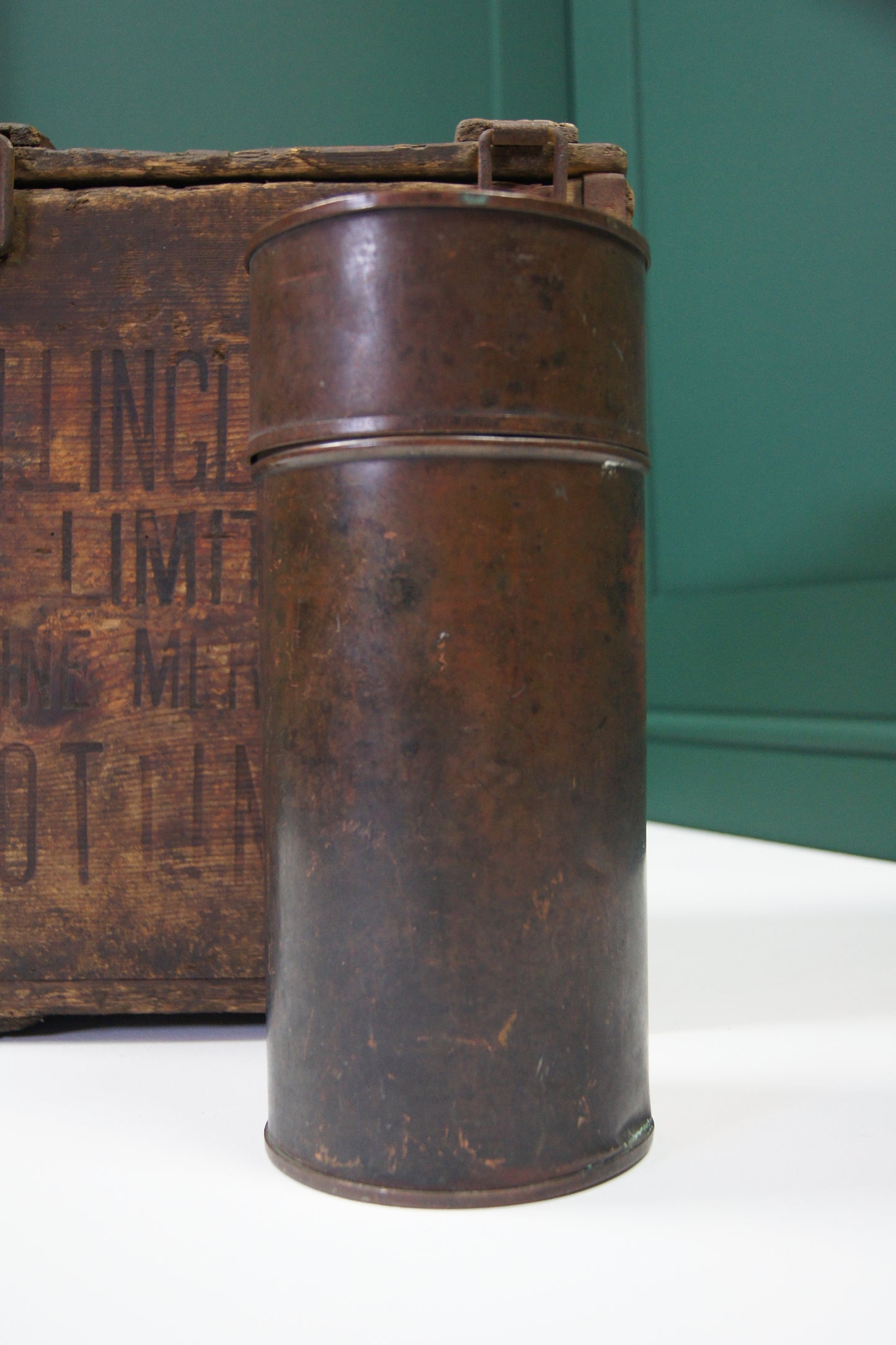 Antique WW1 Military Document Canister and Cover
