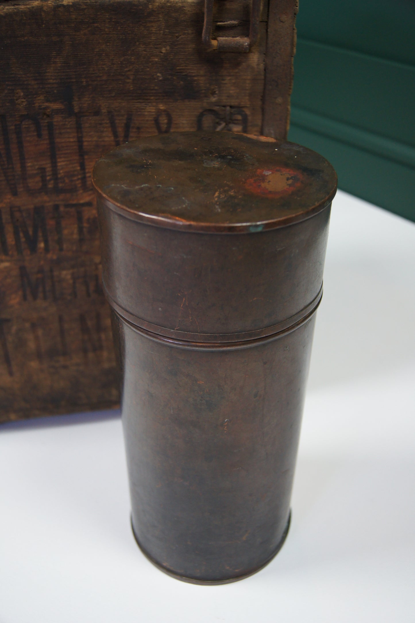 Antique WW1 Military Document Canister and Cover