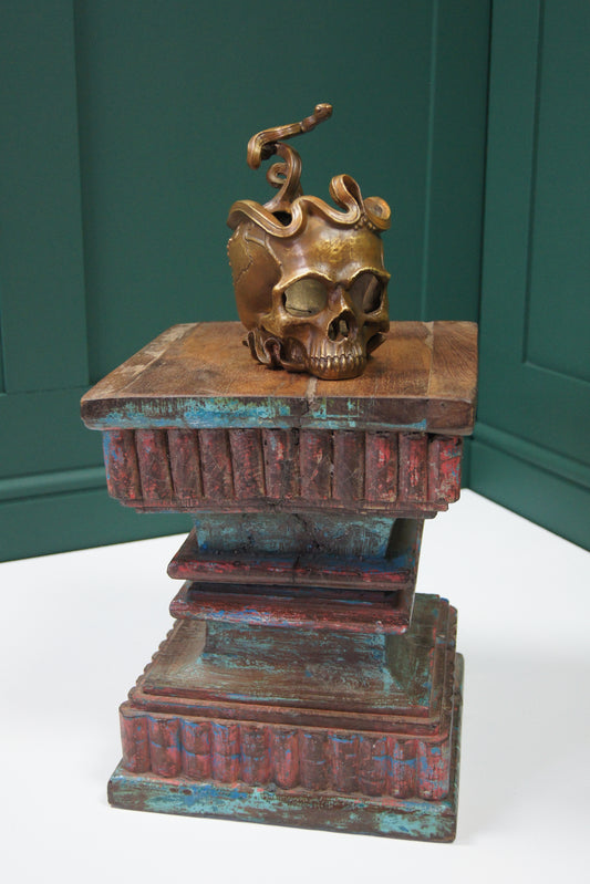 Bronze Skull and Snake Decorative Pot