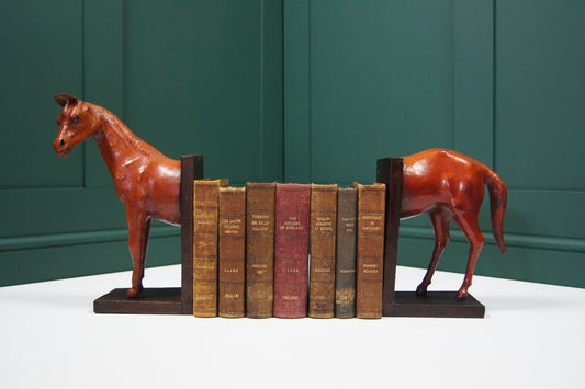 Large Horse Liberty Style Leather Bookends