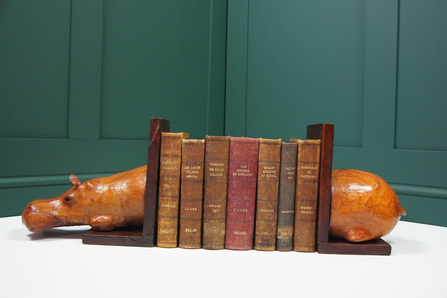 Large Hippopotamus Liberty style Leather Bookends