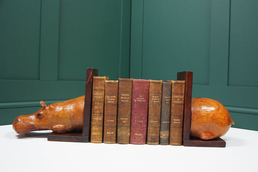 Large Hippopotamus Liberty style Leather Bookends