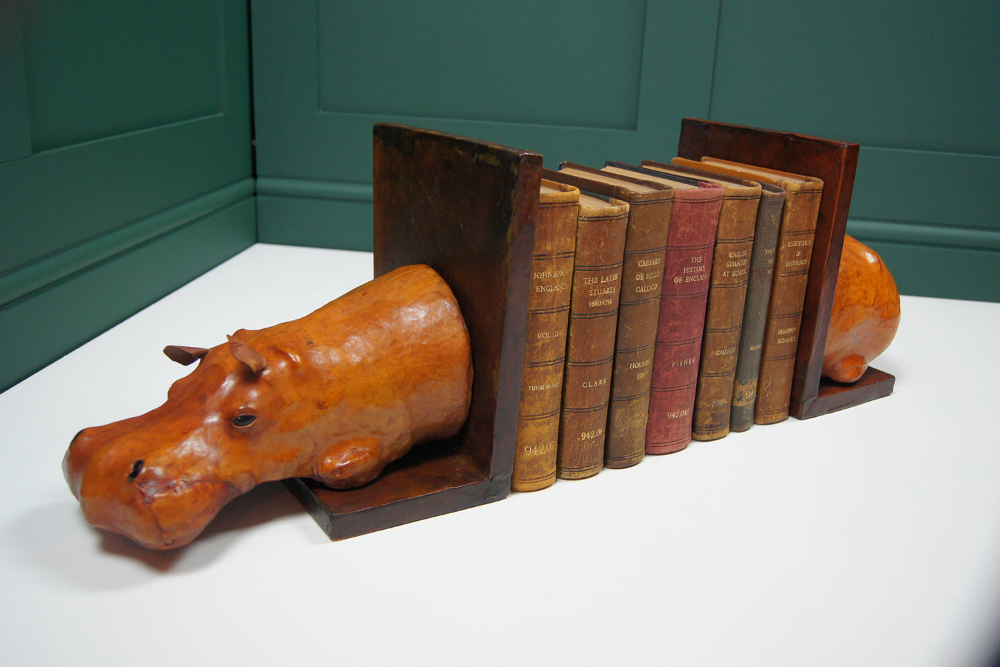 Large Hippopotamus Liberty style Leather Bookends