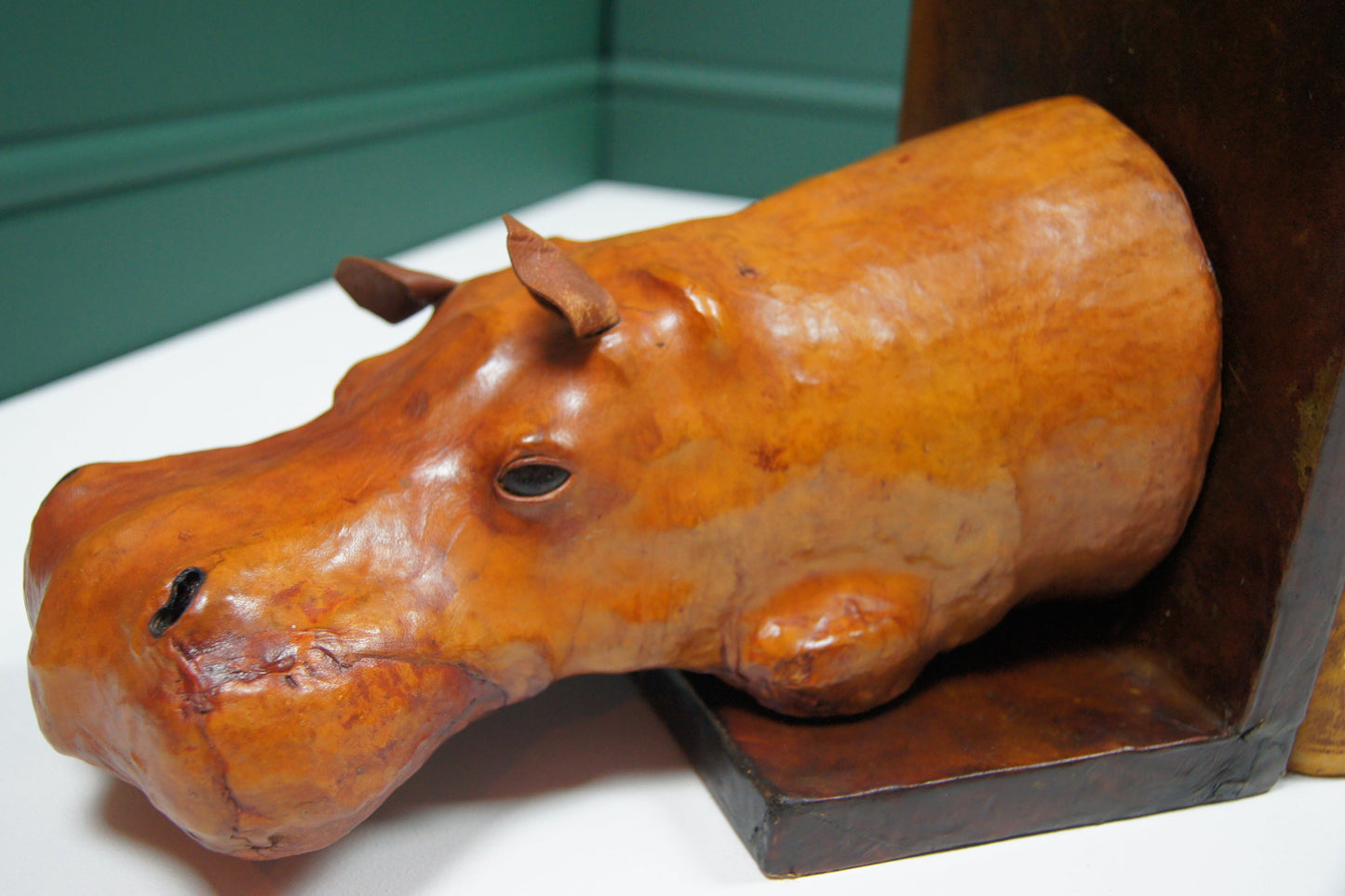 Large Hippopotamus Liberty style Leather Bookends