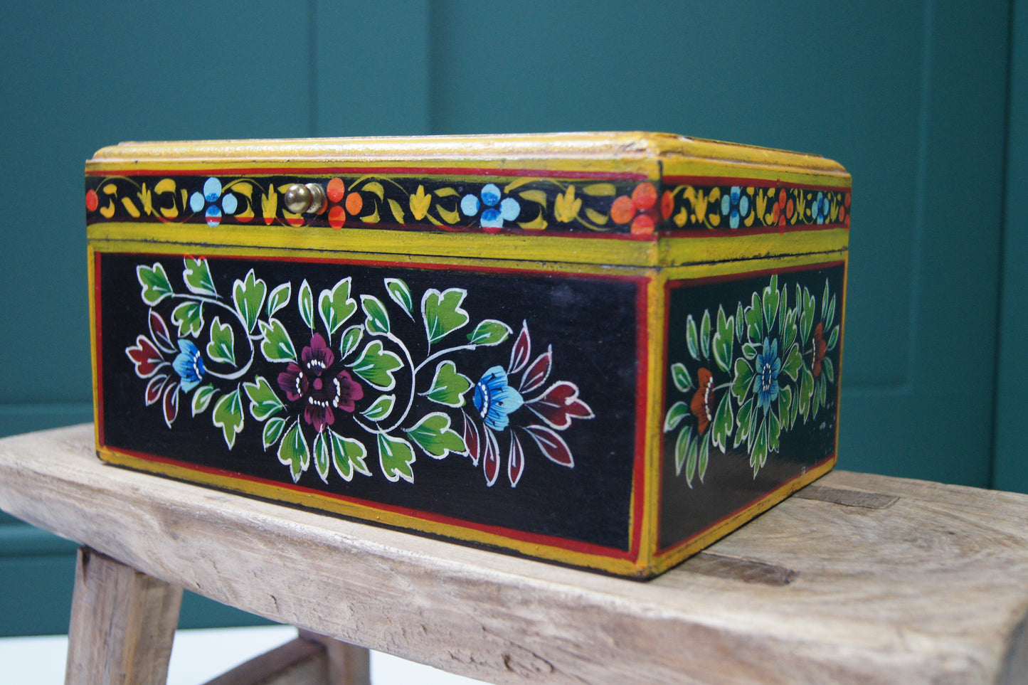 Hand Painted Wooden Jewellery Trinket Box