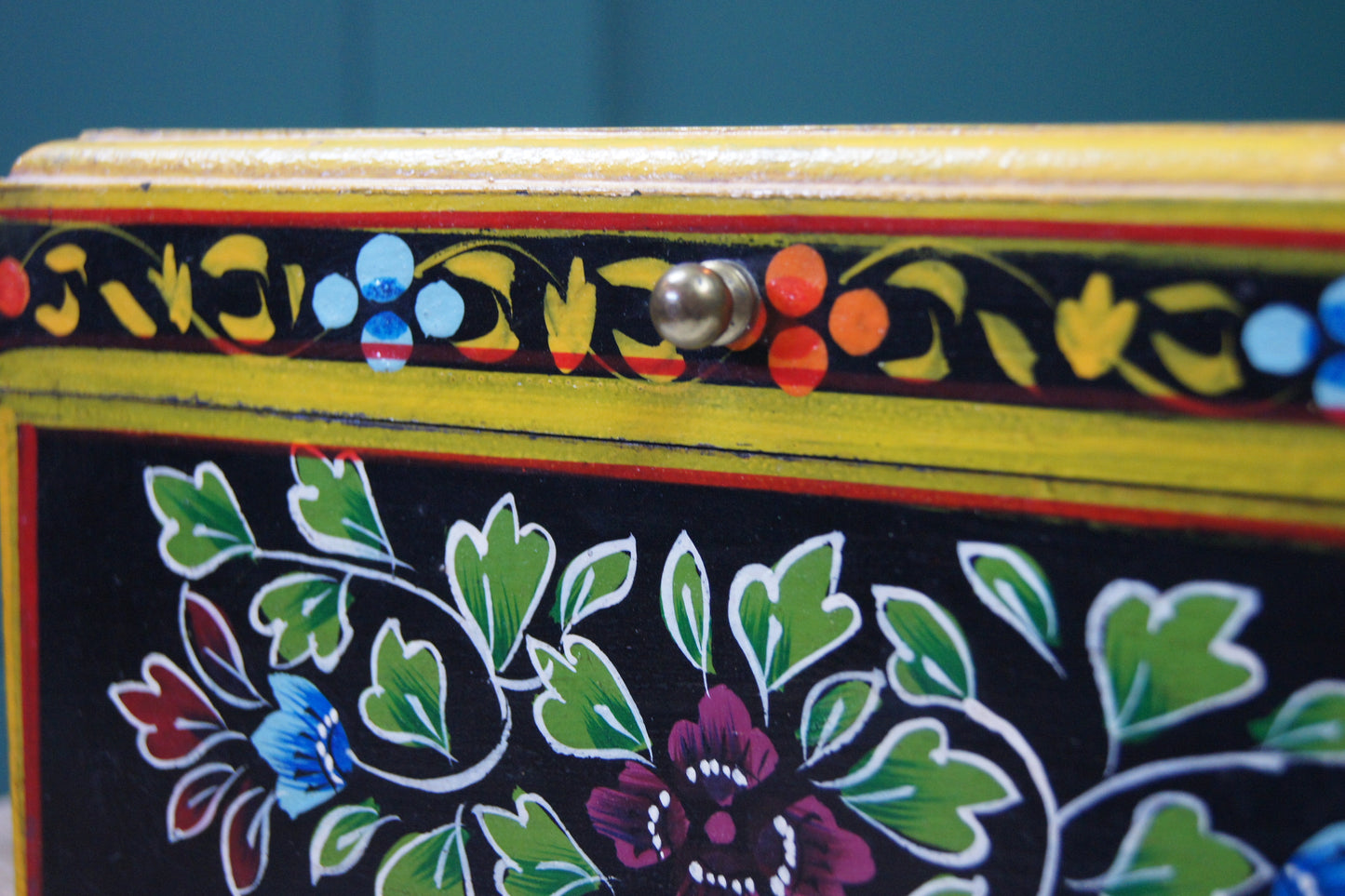 Hand Painted Wooden Jewellery Trinket Box