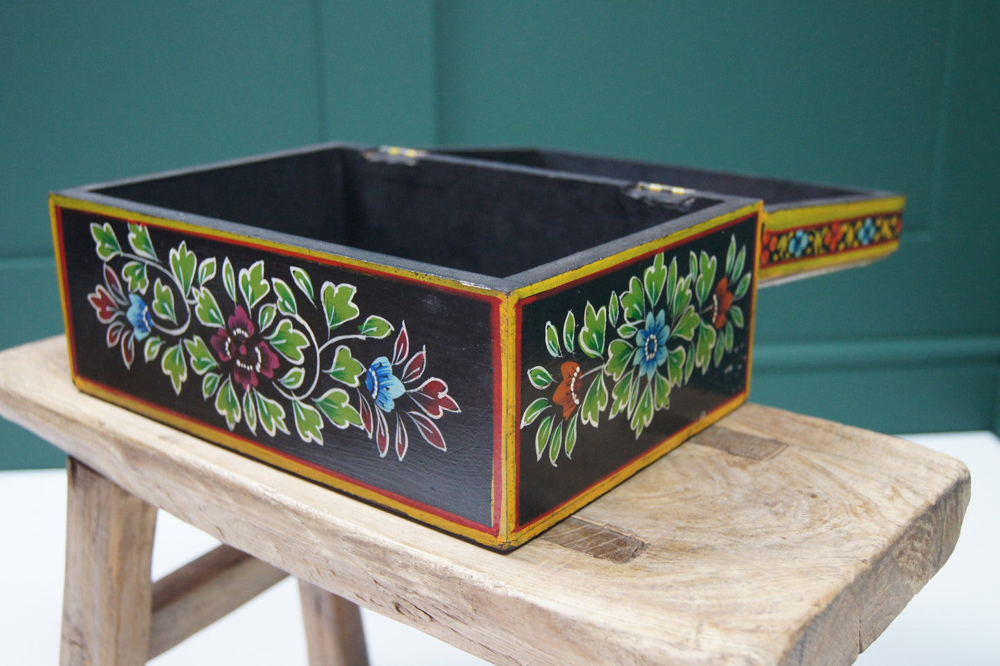 Hand Painted Wooden Jewellery Trinket Box