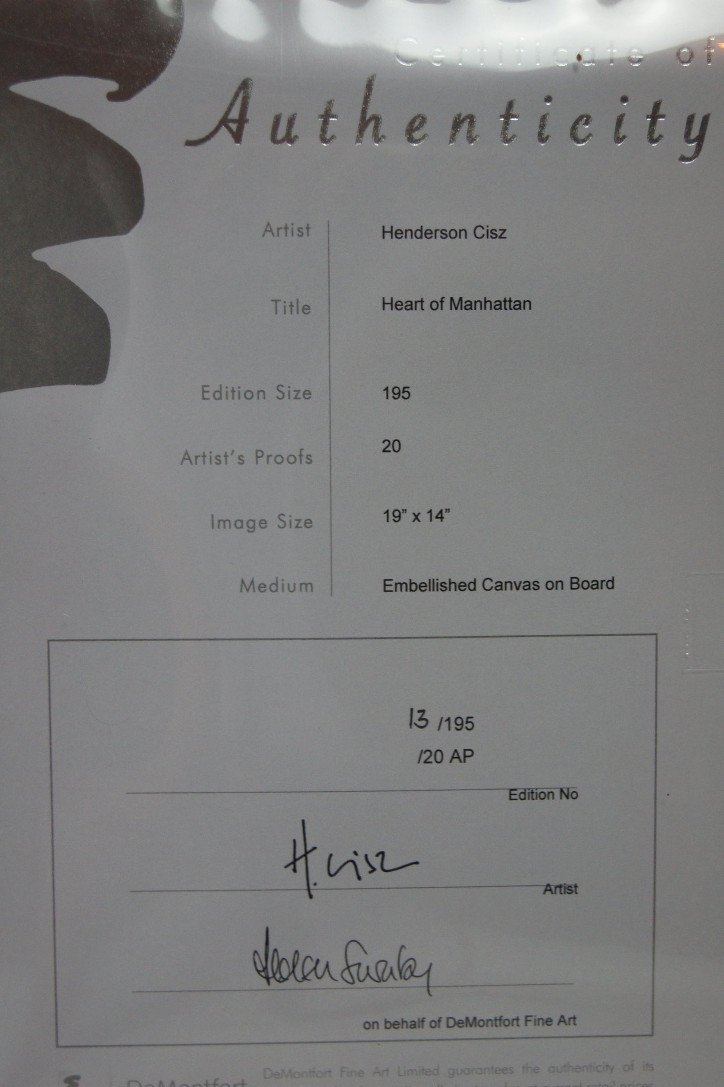 Henderson Cisz Framed Print - Heart of Manhattan (limited edition)