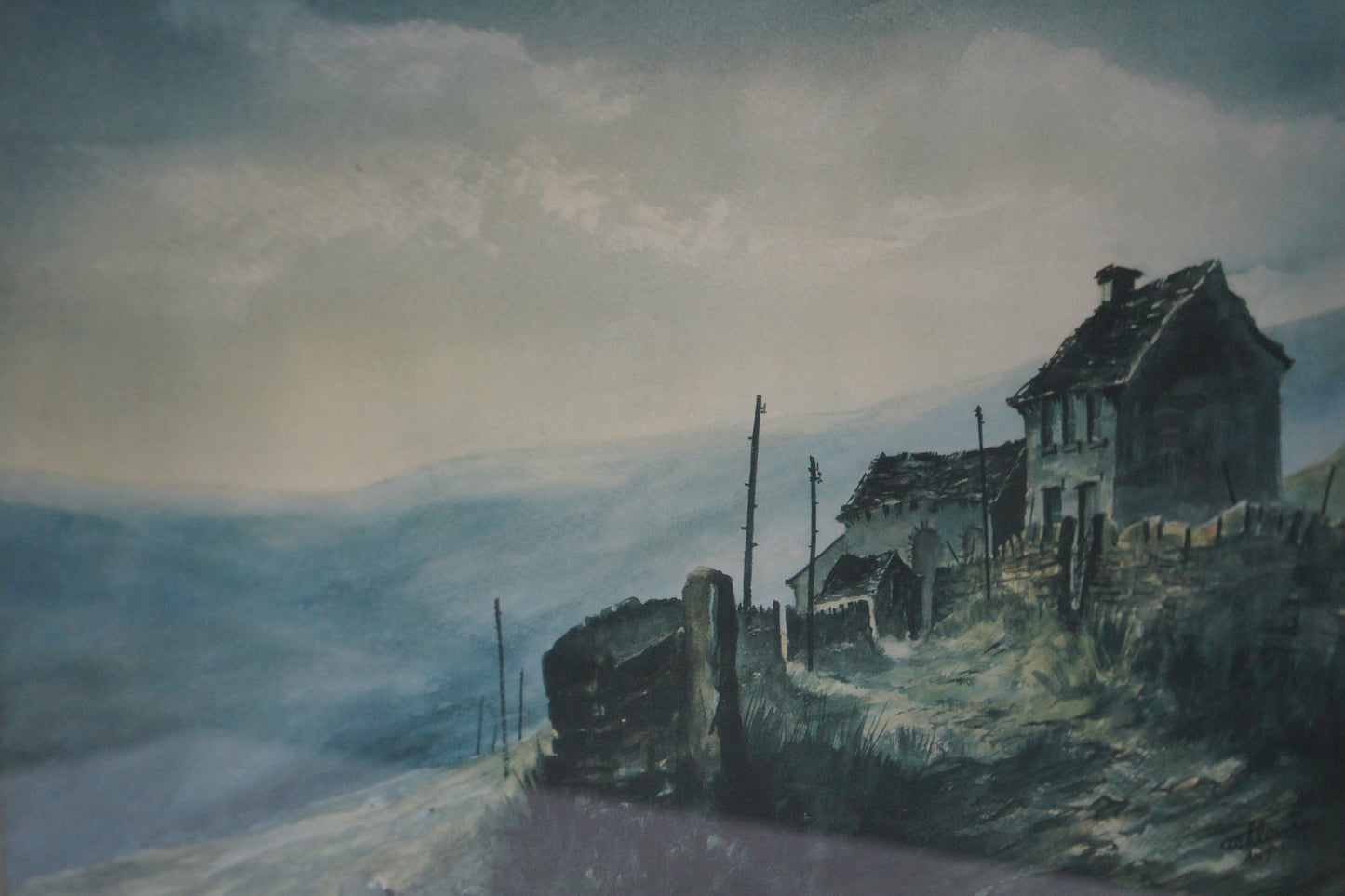 Signed Ashley Jackson Framed Print - Upper Knowles Farm, Bradshaw Moor