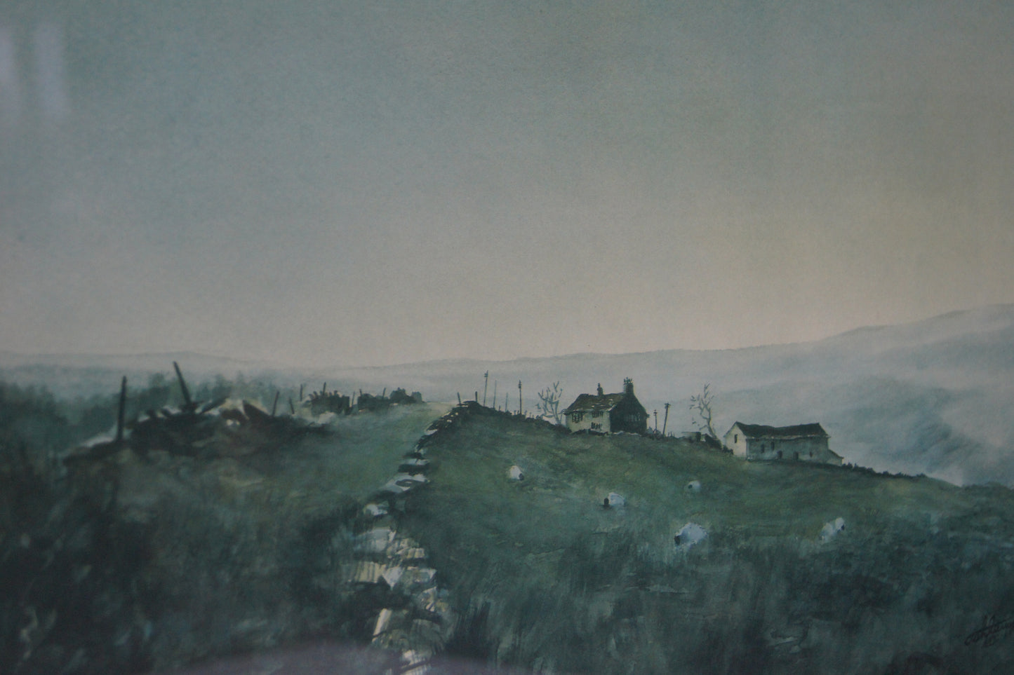 Signed Ashley Jackson Framed Print -  Cold & Damp on Bradshaw Moor