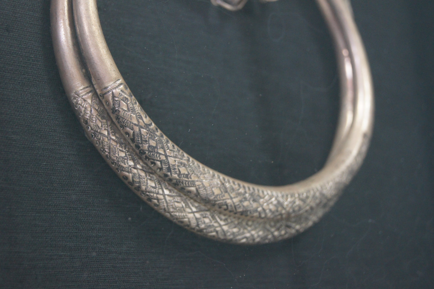 Framed Burmese White Metal Tribal Necklace