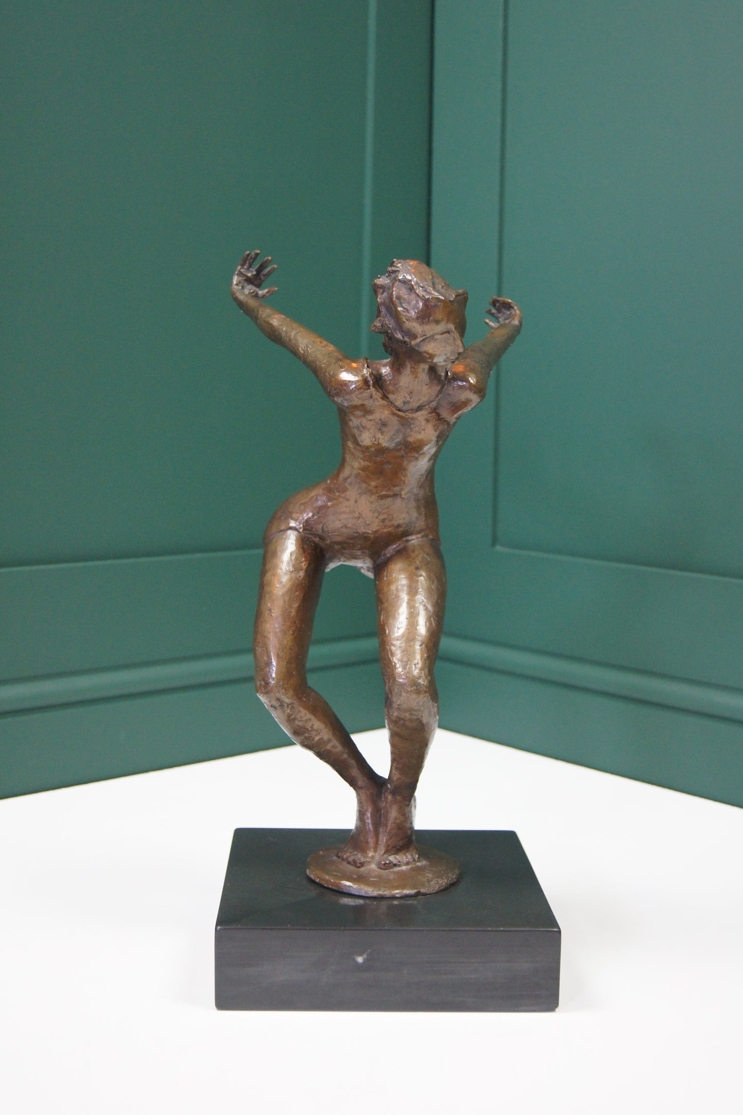 Bronze Ballerina Figure on Black Marble Socle