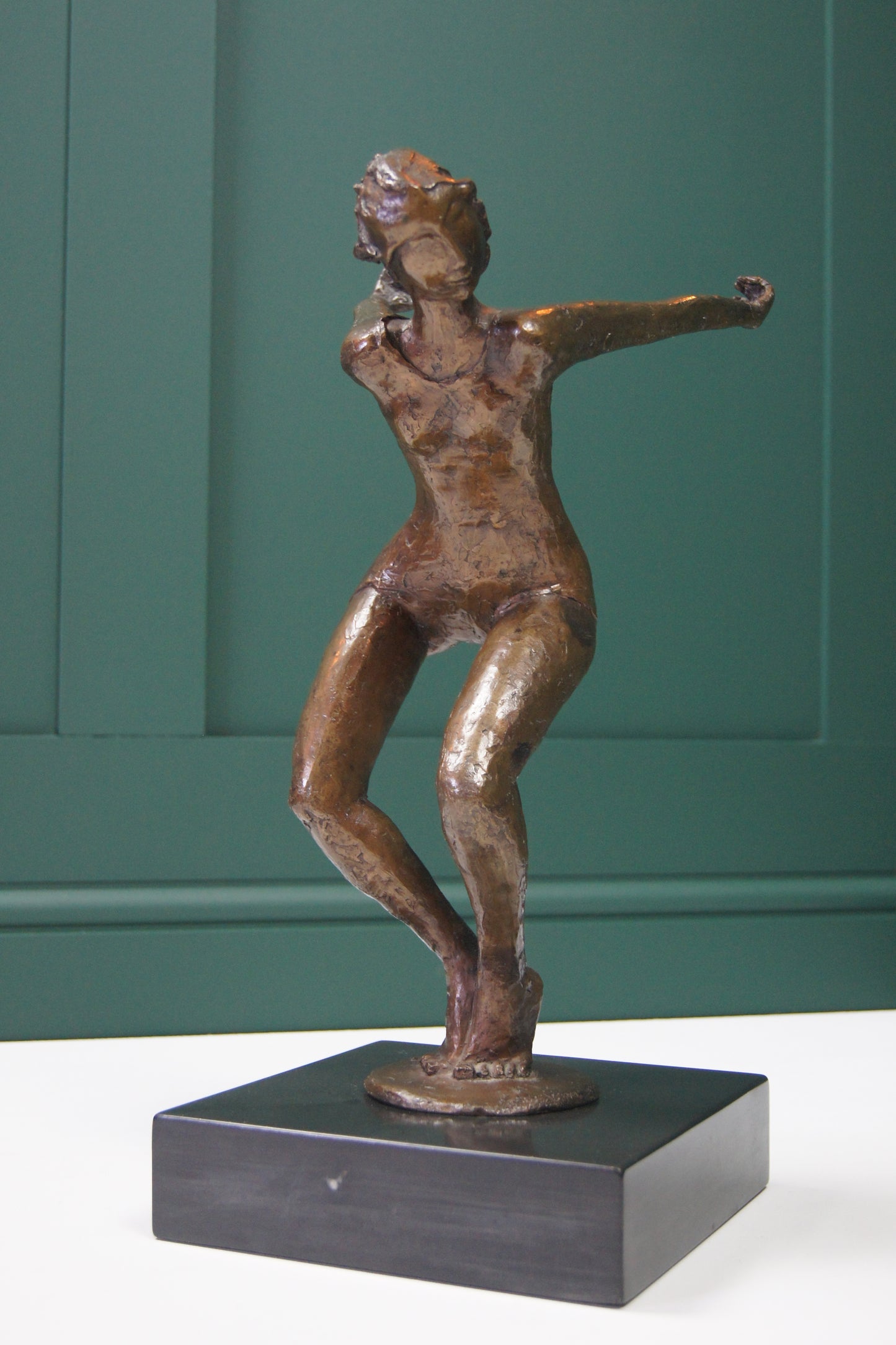 Bronze Ballerina Figure on Black Marble Socle