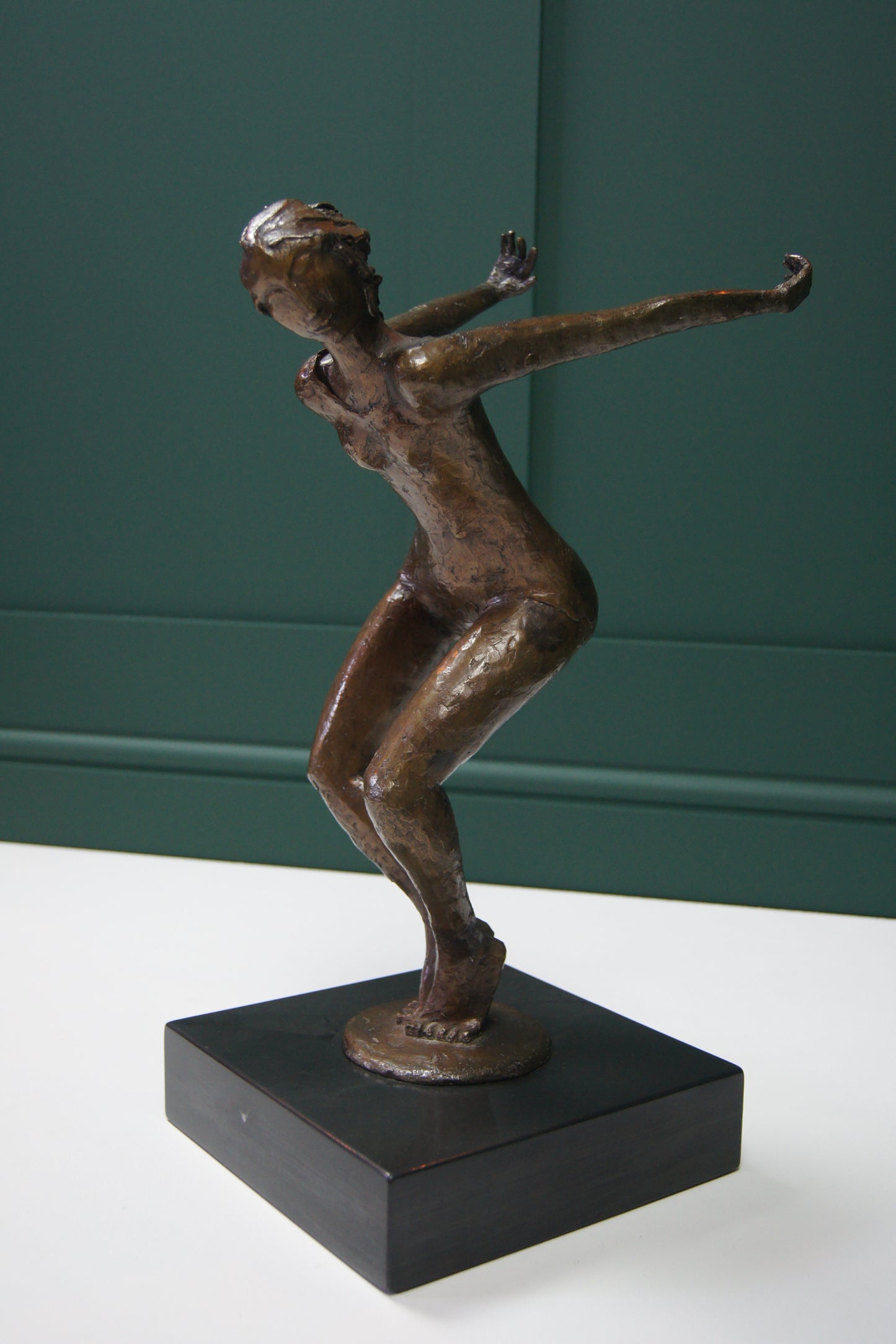 Bronze Ballerina Figure on Black Marble Socle