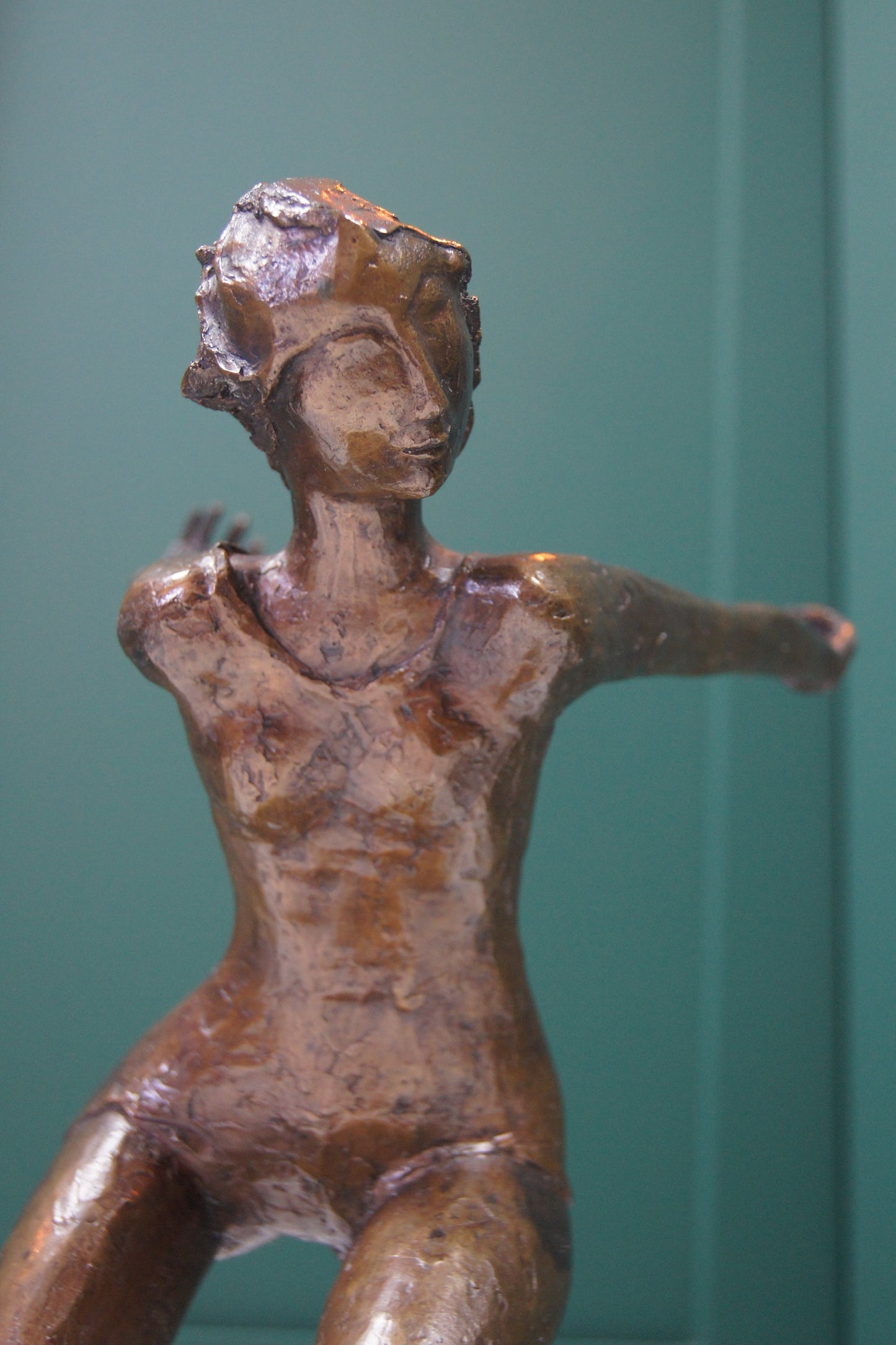 Bronze Ballerina Figure on Black Marble Socle