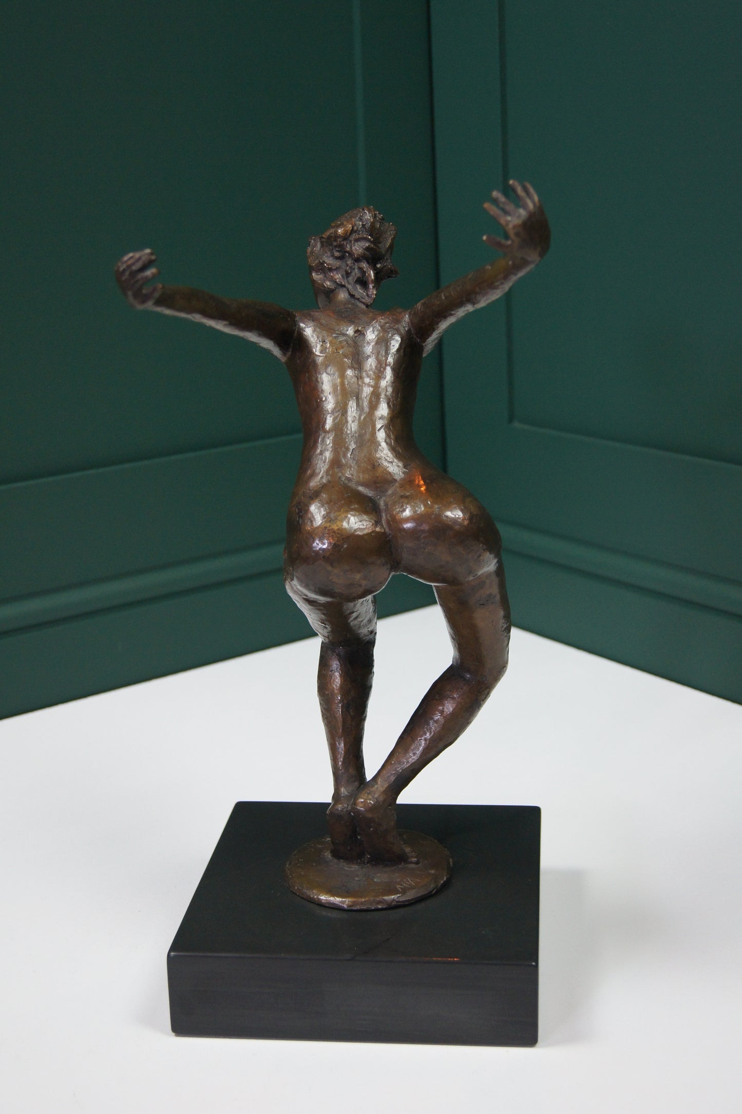 Bronze Ballerina Figure on Black Marble Socle
