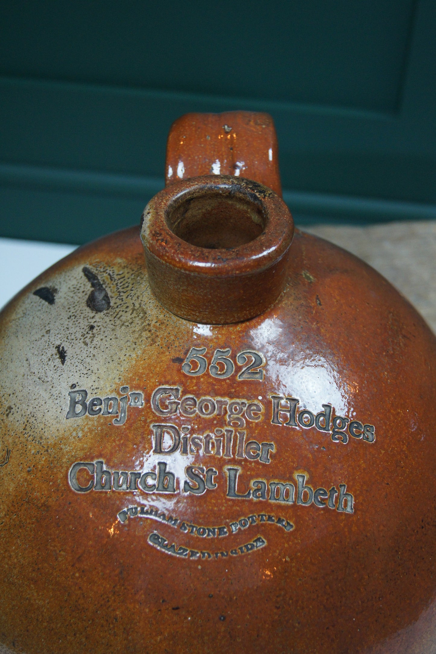 Large Antique Fulham Stoneware Flagon