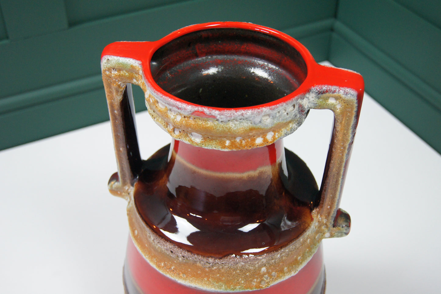 Large Red & Brown 'Fat Lava' West German Vase