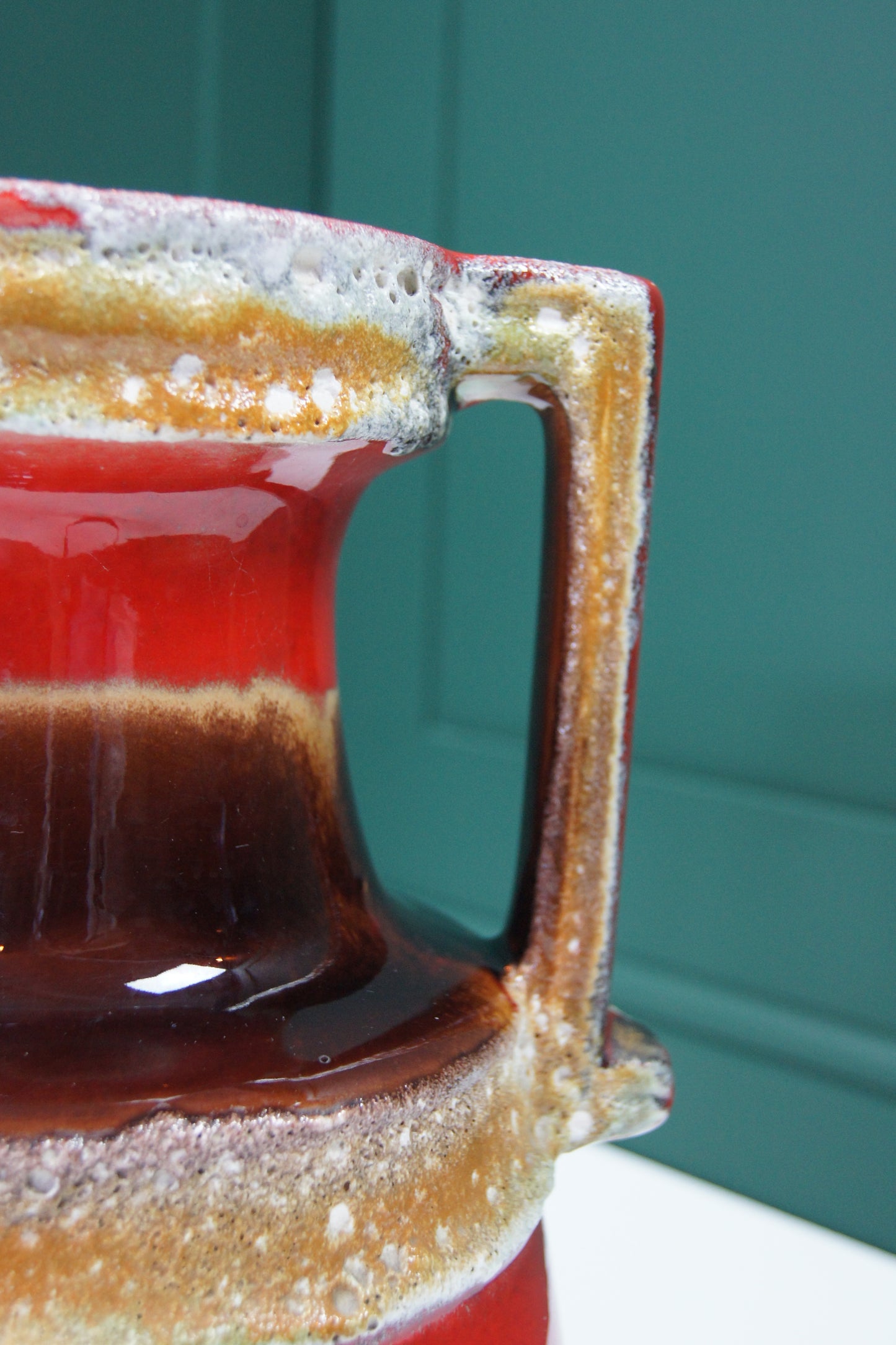 Large Red & Brown 'Fat Lava' West German Vase