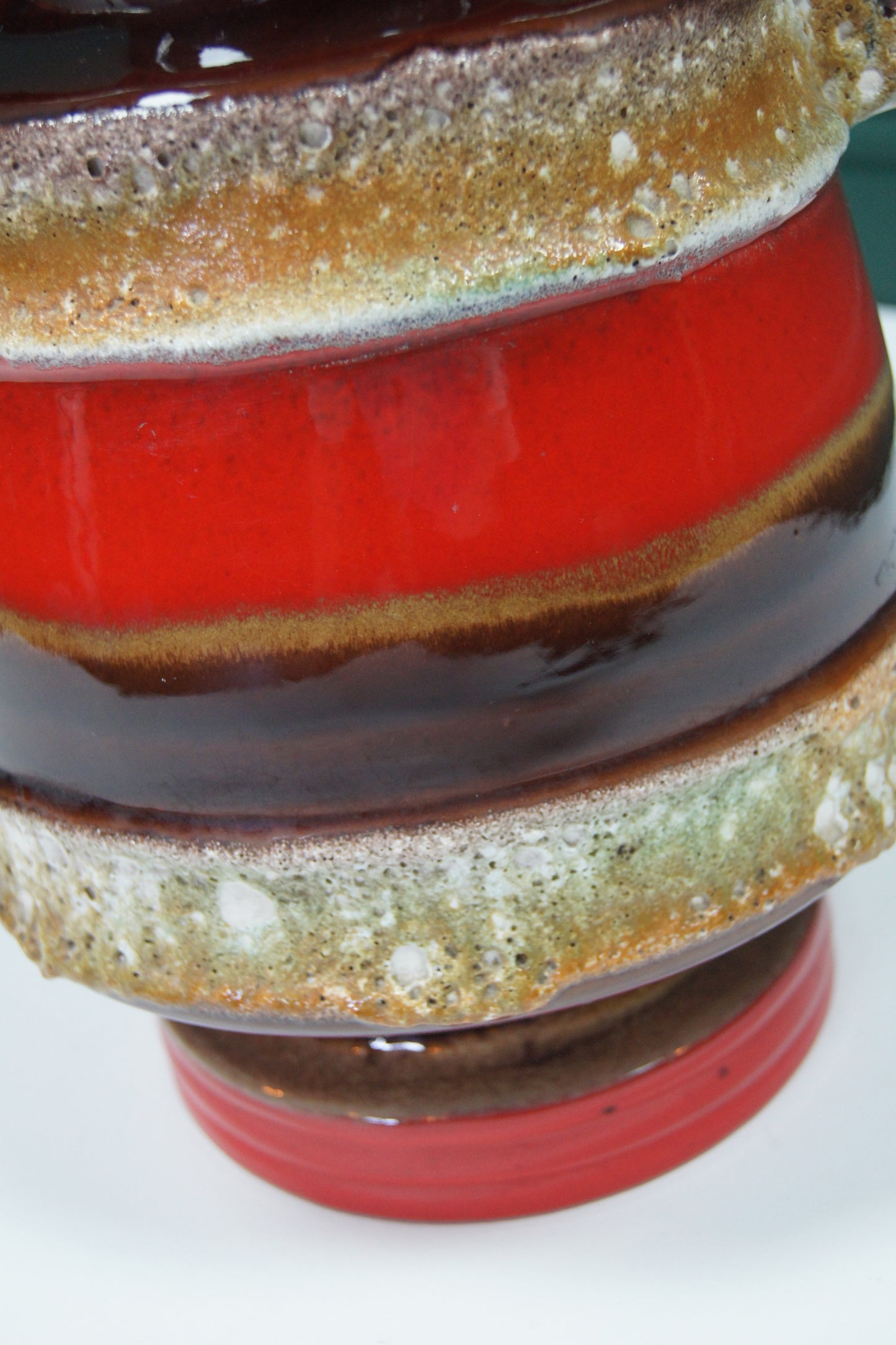 Large Red & Brown 'Fat Lava' West German Vase