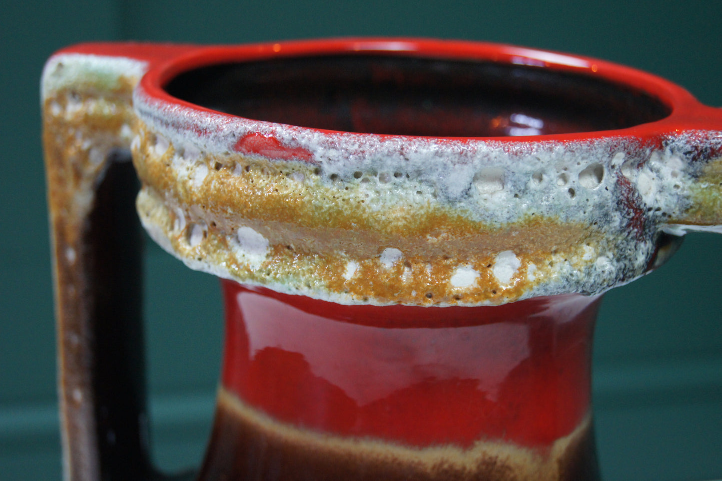 Large Red & Brown 'Fat Lava' West German Vase